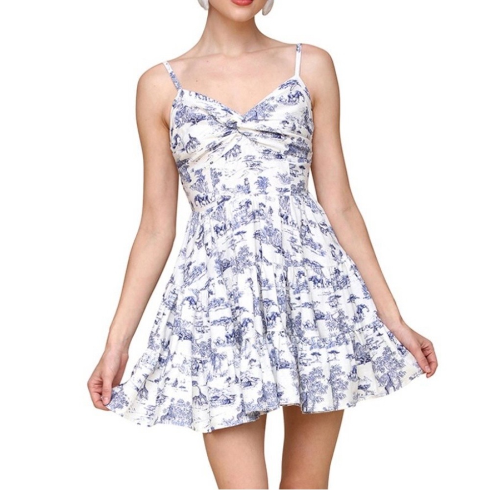 Avec Les Filles Blue and White Mini Dress